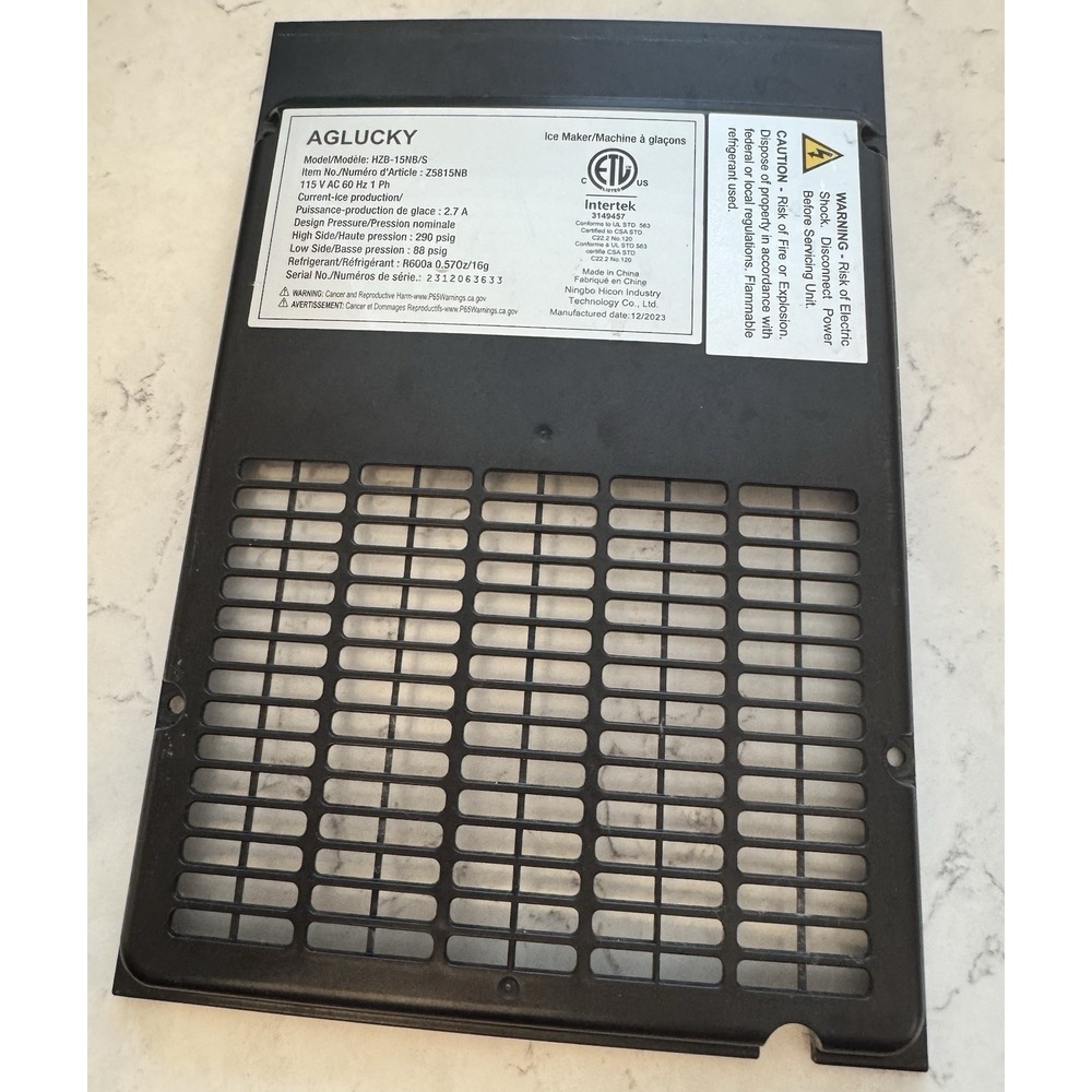 AGLUCKY Countertop‎ Nugget Ice Maker HZB-15NB/S Back Panel Replacement